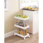 Casa si Gradina - Mobilier - Mobilier baie - Corpuri baie - Carucior cu 3 niveluri, rafturi etajate detasabile, roti pivotante 360A°, cadru metalic, 42x24x61 cm, alb - Infinity.ro