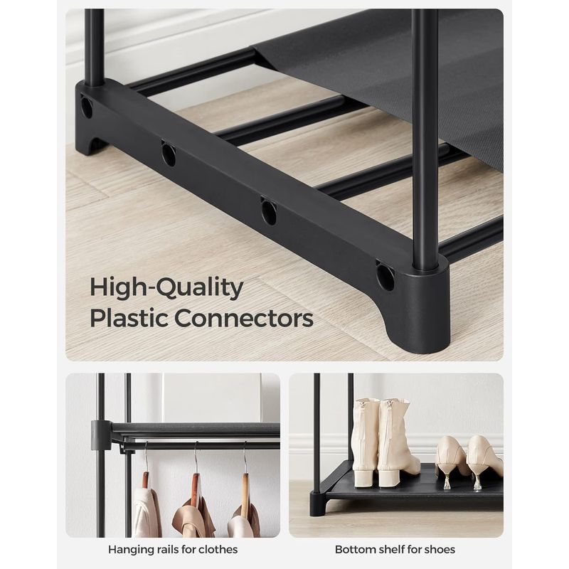 Casa si Gradina - Mobilier - Dulapuri si sifoniere - Dulapuri - Garderoba pentru depozitarea hainelor, din material textil, cu 2 bare pentru umerase, 43x140x174cm, negru - Infinity.ro
