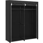 Casa si Gradina - Mobilier - Dulapuri si sifoniere - Dulapuri - Garderoba pentru depozitarea hainelor, din material textil, cu 2 bare pentru umerase, 43x140x174cm, negru - Infinity.ro