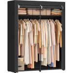 Casa si Gradina - Mobilier - Dulapuri si sifoniere - Dulapuri - Garderoba pentru depozitarea hainelor, din material textil, cu 2 bare pentru umerase, 43x140x174cm, negru - Infinity.ro