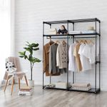 Casa si Gradina - Mobilier - Dulapuri si sifoniere - Dulapuri - Garderoba pentru depozitarea hainelor, din material textil, cu 2 bare pentru umerase, 43x140x174cm, negru - Infinity.ro