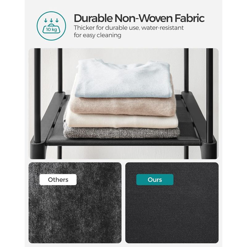 Casa si Gradina - Mobilier - Dulapuri si sifoniere - Dulapuri - Garderoba pentru depozitarea hainelor, din material textil, cu 2 bare pentru umerase, 43x140x174cm, negru - Infinity.ro