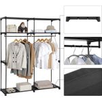 Casa si Gradina - Mobilier - Dulapuri si sifoniere - Dulapuri - Garderoba pentru depozitarea hainelor, din material textil, cu 2 bare pentru umerase, 43x140x174cm, negru - Infinity.ro