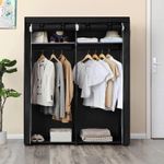 Casa si Gradina - Mobilier - Dulapuri si sifoniere - Dulapuri - Garderoba pentru depozitarea hainelor, din material textil, cu 2 bare pentru umerase, 43x140x174cm, negru - Infinity.ro
