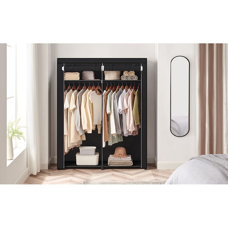 Casa si Gradina - Mobilier - Dulapuri si sifoniere - Dulapuri - Garderoba pentru depozitarea hainelor, din material textil, cu 2 bare pentru umerase, 43x140x174cm, negru - Infinity.ro
