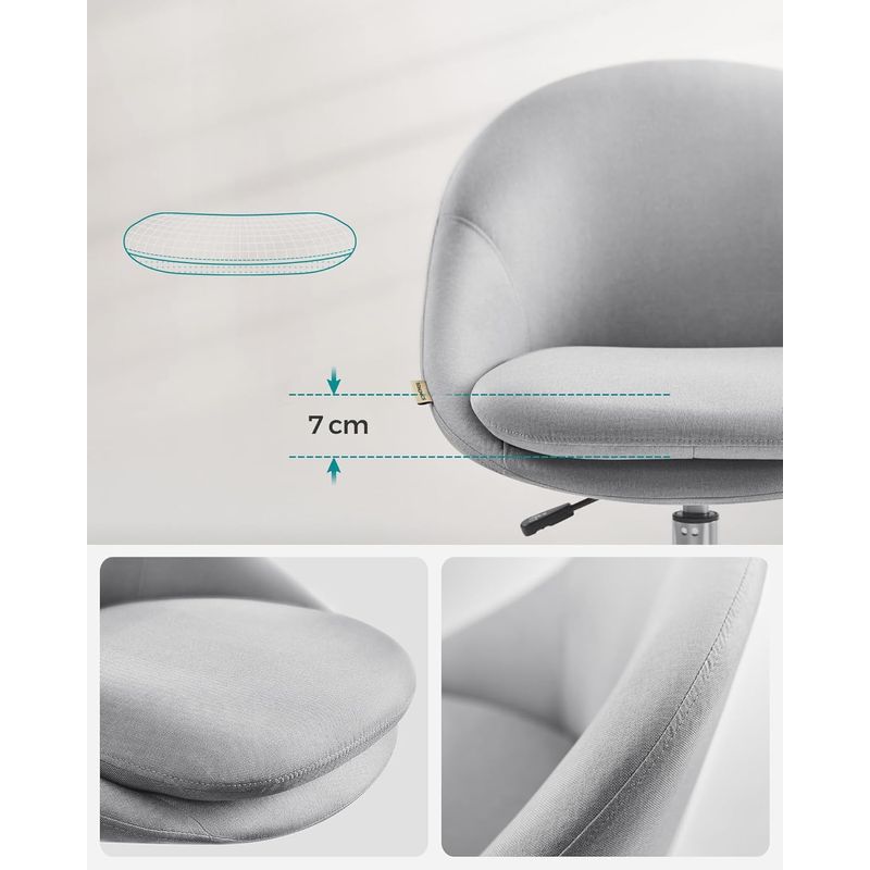 Casa si Gradina - Mobilier - Scaune si fotolii - Scaune - Scaun de birou ergonomic, inaltime reglabila, 60x60x(80-90) cm, gri - Infinity.ro