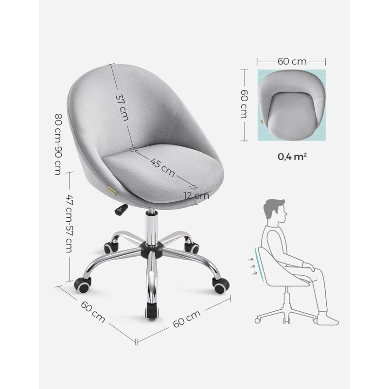 Casa si Gradina - Mobilier - Scaune si fotolii - Scaune - Scaun de birou ergonomic, inaltime reglabila, 60x60x(80-90) cm, gri - Infinity.ro