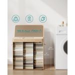 Market - Spalare si intretinere rufe - Uscatoare de rufe si accesorii - Cos rufe 63x42x61 cm, 150L, pliabil cu capac si sac lavabil, bambus si textil, bej natur - Infinity.ro