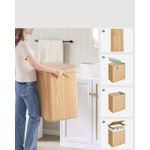 Market - Spalare si intretinere rufe - Uscatoare de rufe si accesorii - Cos rufe 63x42x61 cm, 150L, pliabil cu capac si sac lavabil, bambus si textil, bej natur - Infinity.ro