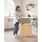 Market - Spalare si intretinere rufe - Uscatoare de rufe si accesorii - Cos rufe 63x42x61 cm, 150L, pliabil cu capac si sac lavabil, bambus si textil, bej natur - Infinity.ro