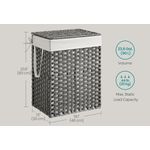 Market - Spalare si intretinere rufe - Uscatoare de rufe si accesorii - Cos rufe cu capac, ratan sintetic si sac detasabil, 90 L, 46x33x60 cm, gri - Infinity.ro