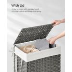 Market - Spalare si intretinere rufe - Uscatoare de rufe si accesorii - Cos rufe cu capac, ratan sintetic si sac detasabil, 90 L, 46x33x60 cm, gri - Infinity.ro