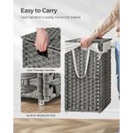 Market - Spalare si intretinere rufe - Uscatoare de rufe si accesorii - Cos rufe cu capac, ratan sintetic si sac detasabil, 90 L, 46x33x60 cm, gri - Infinity.ro