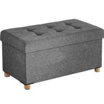 Casa si Gradina - Mobilier - Scaune si fotolii - Tabureti - Taburet pliabil cu sezut moale, spatiu de depozitare, maxim 300kg, 76x38x40cm, gri inchis - Infinity.ro