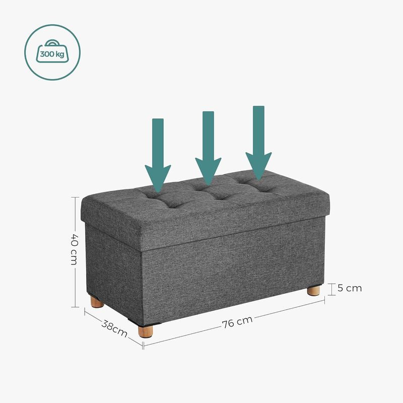 Casa si Gradina - Mobilier - Scaune si fotolii - Tabureti - Taburet pliabil cu sezut moale, spatiu de depozitare, maxim 300kg, 76x38x40cm, gri inchis - Infinity.ro
