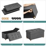 Casa si Gradina - Mobilier - Scaune si fotolii - Tabureti - Taburet pliabil cu sezut moale, spatiu de depozitare, maxim 300kg, 76x38x40cm, gri inchis - Infinity.ro