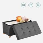 Casa si Gradina - Mobilier - Scaune si fotolii - Tabureti - Taburet pliabil cu sezut moale, spatiu de depozitare, maxim 300kg, 76x38x40cm, gri inchis - Infinity.ro
