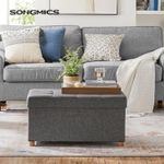 Casa si Gradina - Mobilier - Scaune si fotolii - Tabureti - Taburet pliabil cu sezut moale, spatiu de depozitare, maxim 300kg, 76x38x40cm, gri inchis - Infinity.ro