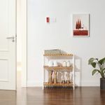 Casa si Gradina - Mobilier - Mobilier baie - Corpuri baie - Etajera bambus 60x26x66 cm, cu 3 rafturi, kit anti-rasturnare, alb si natur - Infinity.ro