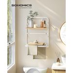 Casa si Gradina - Sanitare - Suporturi si accesorii baie - Accesorii baie - Suport prosoape pliabil de perete, cu 5 bare, polita de depozitare, otel, 26x38x56 cm, alb - Infinity.ro