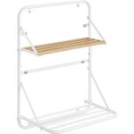 Casa si Gradina - Sanitare - Suporturi si accesorii baie - Accesorii baie - Suport prosoape pliabil de perete, cu 5 bare, polita de depozitare, otel, 26x38x56 cm, alb - Infinity.ro