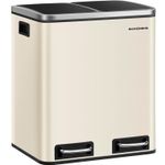 Casa si Gradina - Mobilier - Organizare si depozitare - Cosuri de gunoi - Cos de gunoi dublu 41x32x47 cm, 2x15L, pedale separate, capac soft-close si galeata detasabila, bej si negru - Infinity.ro