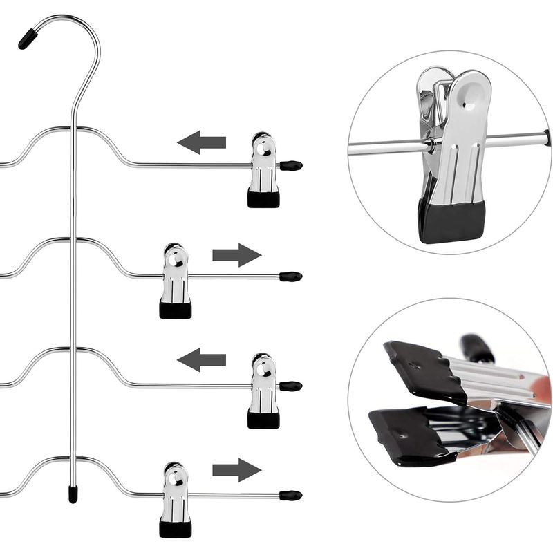 Casa si Gradina - Mobilier - Organizare si depozitare - Umerase si valeti - Set de 3 umerase pentru pantaloni, capacitate 4 perechi per umeras, 32cm, argintiu - Infinity.ro