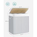 Market - Spalare si intretinere rufe - Uscatoare de rufe si accesorii - Cos de rufe din bambus, pliabil, cu captuseala detasabila lavabila, 3 compartimente, 150L, 60x40x62cm, gri - Infinity.ro
