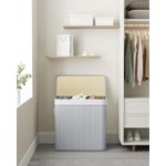 Market - Spalare si intretinere rufe - Uscatoare de rufe si accesorii - Cos de rufe din bambus, pliabil, cu captuseala detasabila lavabila, 3 compartimente, 150L, 60x40x62cm, gri - Infinity.ro