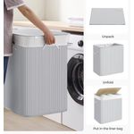 Market - Spalare si intretinere rufe - Uscatoare de rufe si accesorii - Cos de rufe din bambus, pliabil, cu captuseala detasabila lavabila, 3 compartimente, 150L, 60x40x62cm, gri - Infinity.ro