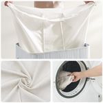 Market - Spalare si intretinere rufe - Uscatoare de rufe si accesorii - Cos de rufe din bambus, pliabil, cu captuseala detasabila lavabila, 3 compartimente, 150L, 60x40x62cm, gri - Infinity.ro