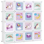 Casa si Gradina - Mobilier - Mobilier copii - Mobilier camera copiilor - Dulap modular de depozitare jucarii, 16 cuburi cu usi, 123x31x123cm, alb - Infinity.ro