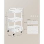 Casa si Gradina - Mobilier - Comode si corpuri - Corpuri bucatarie - Raft de depozitare mobil tip carucior rulant, pentru baie sau bucatarie, cadru otel, 32x43x74 cm, alb - Infinity.ro