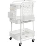 Casa si Gradina - Mobilier - Comode si corpuri - Corpuri bucatarie - Raft de depozitare mobil tip carucior rulant, pentru baie sau bucatarie, cadru otel, 32x43x74 cm, alb - Infinity.ro