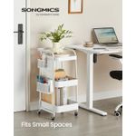 Casa si Gradina - Mobilier - Comode si corpuri - Corpuri bucatarie - Raft de depozitare mobil tip carucior rulant, pentru baie sau bucatarie, cadru otel, 32x43x74 cm, alb - Infinity.ro