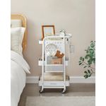 Casa si Gradina - Mobilier - Comode si corpuri - Corpuri bucatarie - Raft de depozitare mobil tip carucior rulant, pentru baie sau bucatarie, cadru otel, 32x43x74 cm, alb - Infinity.ro