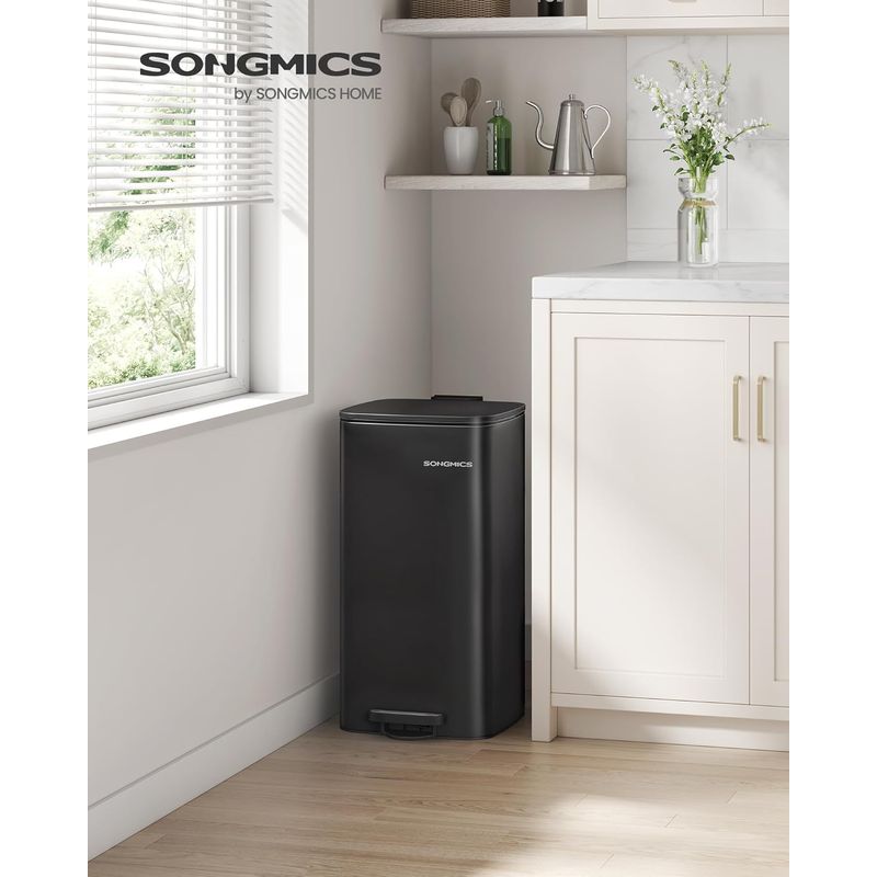 Casa si Gradina - Mobilier - Organizare si depozitare - Cosuri de gunoi - Cos gunoi 34x29x54 cm, 30L, cu pedala, capac silentios si galeata interioara detasabila, negru - Infinity.ro