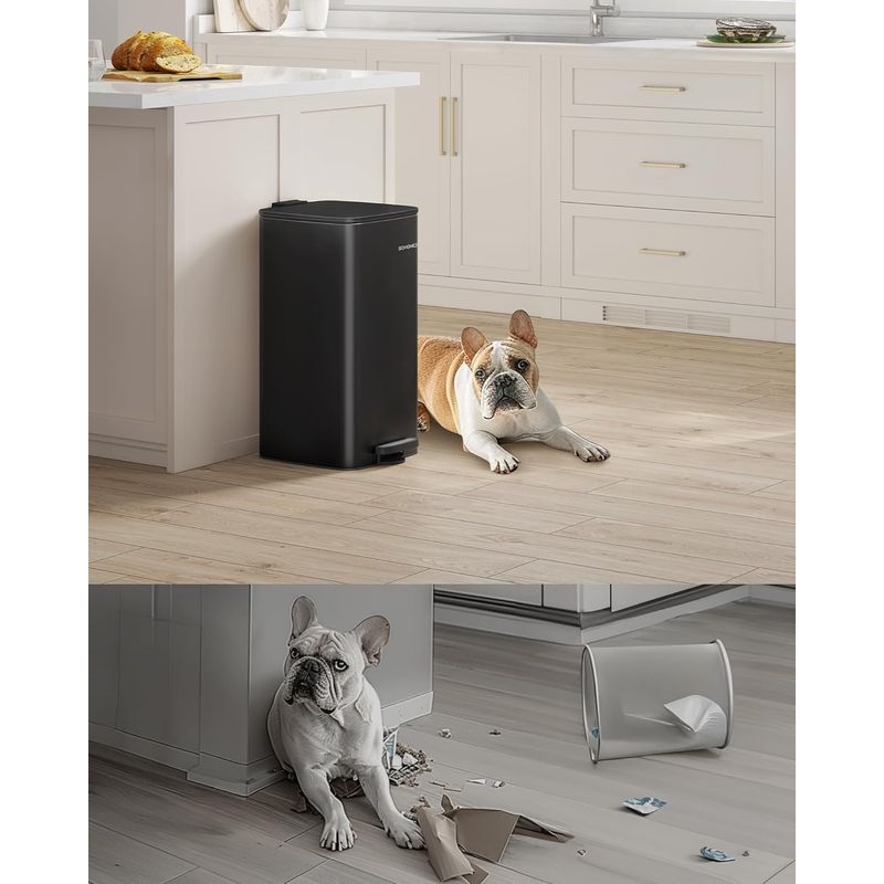 Casa si Gradina - Mobilier - Organizare si depozitare - Cosuri de gunoi - Cos gunoi 34x29x54 cm, 30L, cu pedala, capac silentios si galeata interioara detasabila, negru - Infinity.ro