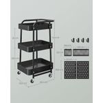 Casa si Gradina - Mobilier - Comode si corpuri - Corpuri bucatarie - Raft de depozitare mobil tip carucior rulant, pentru baie sau bucatarie, cadru otel, 32x43x74 cm, negru - Infinity.ro