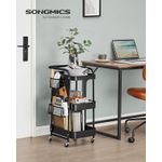 Casa si Gradina - Mobilier - Comode si corpuri - Corpuri bucatarie - Raft de depozitare mobil tip carucior rulant, pentru baie sau bucatarie, cadru otel, 32x43x74 cm, negru - Infinity.ro