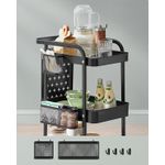 Casa si Gradina - Mobilier - Comode si corpuri - Corpuri bucatarie - Raft de depozitare mobil tip carucior rulant, pentru baie sau bucatarie, cadru otel, 32x43x74 cm, negru - Infinity.ro