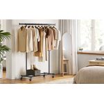 Casa si Gradina - Mobilier - Organizare si depozitare - Cuiere - Suport pentru haine cu sina superioara extensibila, pe roti, reglabil pe latime, 45x(92-132)x160cm, negru - Infinity.ro