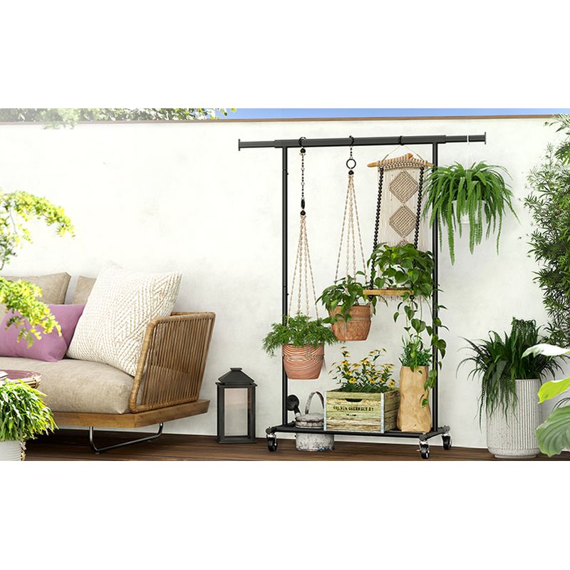 Casa si Gradina - Mobilier - Organizare si depozitare - Cuiere - Suport pentru haine cu sina superioara extensibila, pe roti, reglabil pe latime, 45x(92-132)x160cm, negru - Infinity.ro