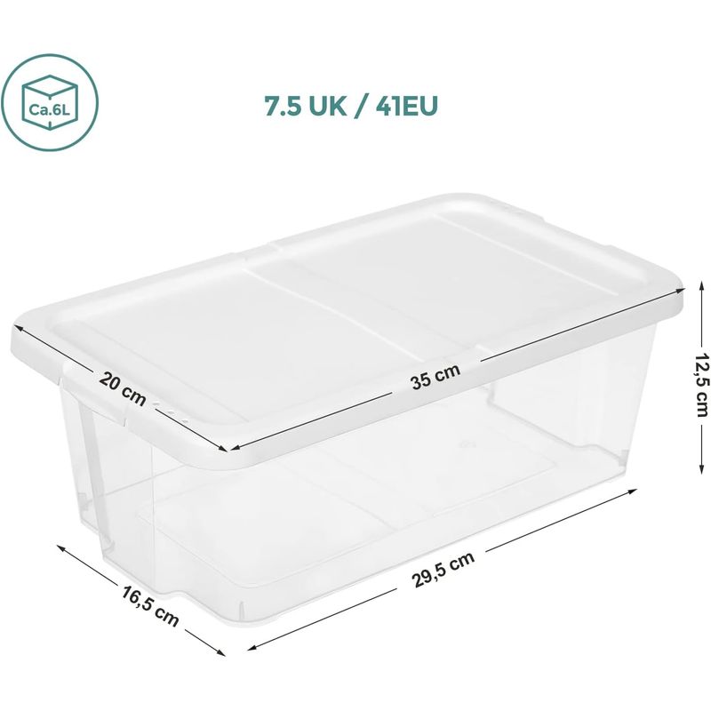 Casa si Gradina - Mobilier - Organizare si depozitare - Organizatoare pentru sertare si dulapuri - Set 12 cutii de depozitare pantofi, stivuibile, cu capac din plastic, pentru pantofi pana la marimea 41 - Infinity.ro