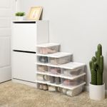 Casa si Gradina - Mobilier - Organizare si depozitare - Organizatoare pentru sertare si dulapuri - Set 12 cutii de depozitare pantofi, stivuibile, cu capac din plastic, pentru pantofi pana la marimea 41 - Infinity.ro