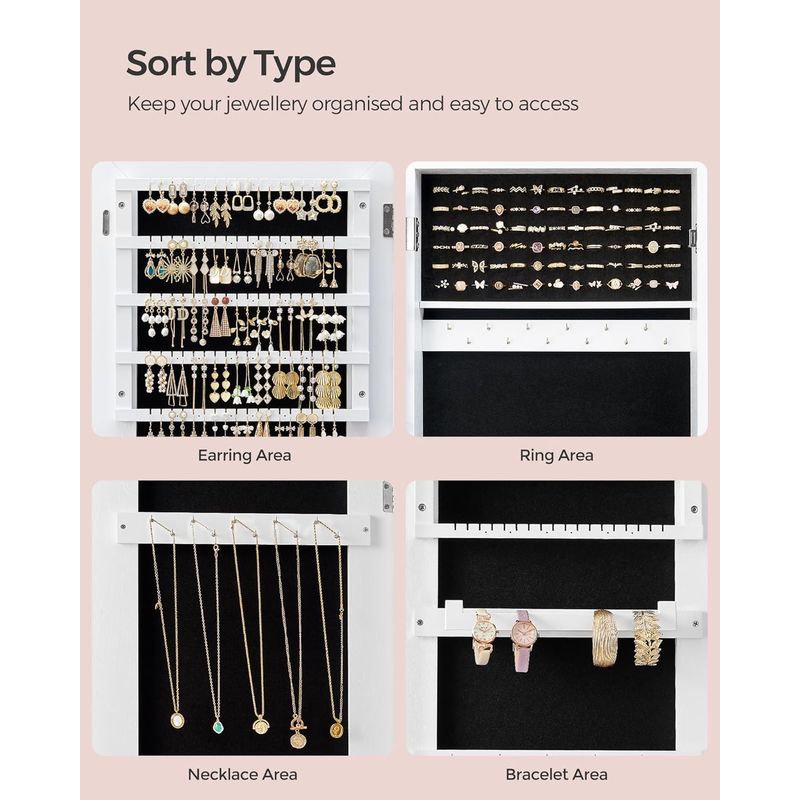 Casa si Gradina - Decoratiuni - Oglinzi - Oglinda de podea cu suport, din MDF, spatiu de depozitare, 41x37x152 cm, alb - Infinity.ro