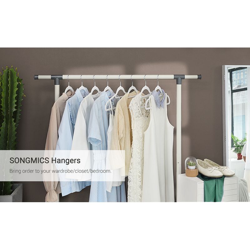 Casa si Gradina - Mobilier - Organizare si depozitare - Umerase si valeti - Set de 50 de umerase pentru haine, anti-alunecare cu catifea, bara de cravata si carlig pivotant, 43,5 cm, alb - Infinity.ro