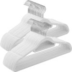 Casa si Gradina - Mobilier - Organizare si depozitare - Umerase si valeti - Set de 50 de umerase pentru haine, anti-alunecare cu catifea, bara de cravata si carlig pivotant, 43,5 cm, alb - Infinity.ro