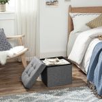 Casa si Gradina - Mobilier - Scaune si fotolii - Tabureti - Taburet cu sezut moale, spatiu de depozitare, maxim 300kg, 38x38x38cm, gri inchis - Infinity.ro