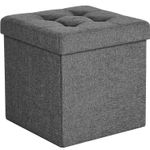 Casa si Gradina - Mobilier - Scaune si fotolii - Tabureti - Taburet cu sezut moale, spatiu de depozitare, maxim 300kg, 38x38x38cm, gri inchis - Infinity.ro